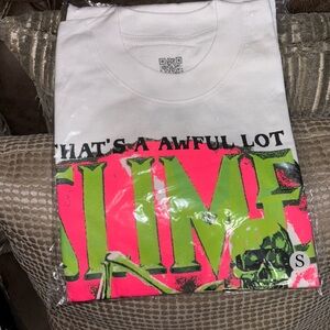 Graphic White Tee with Neon Pink & Green Print